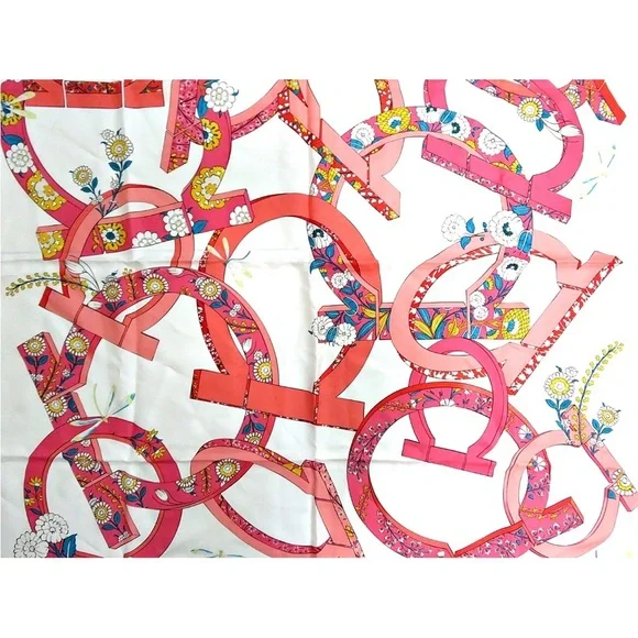 Salvatore Ferragamo Floral Pink and Red Scarf - Picture 2 of 8